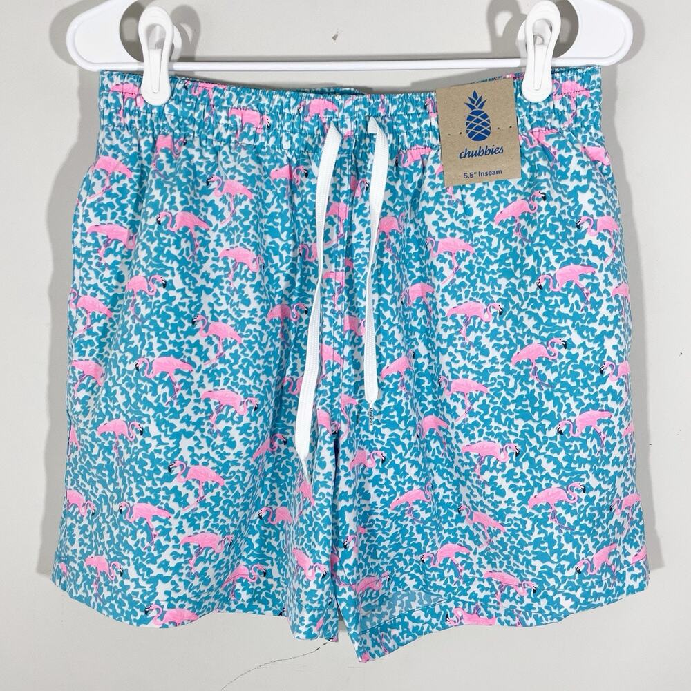 Chubbies The Domingos Are For Flamingos 5.5" Swim Trunks Men's Large Mesh Lined